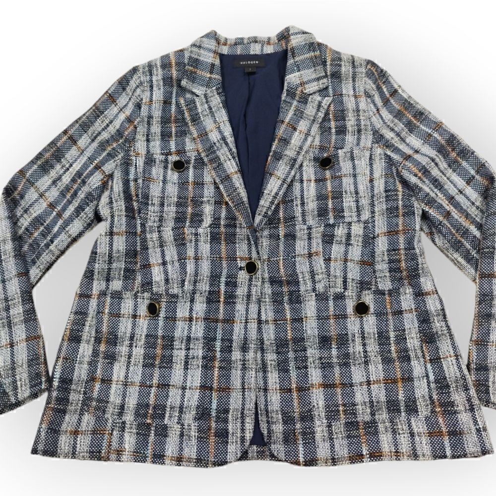 Halogengray Check Pattern Jacket Blazer Size L - image 6